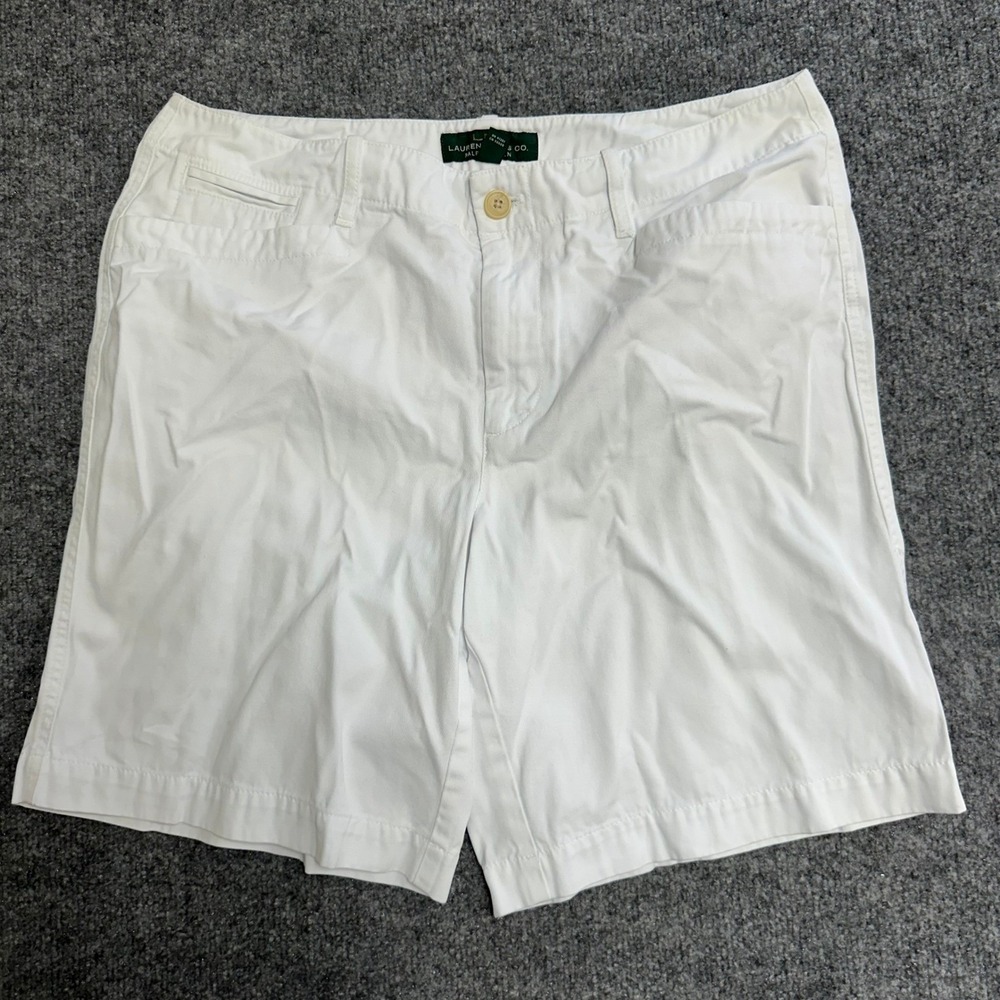 Lauren Ralph Lauren Shorts Womens Size 12 White Chino Cotton Classic Summer Flat
